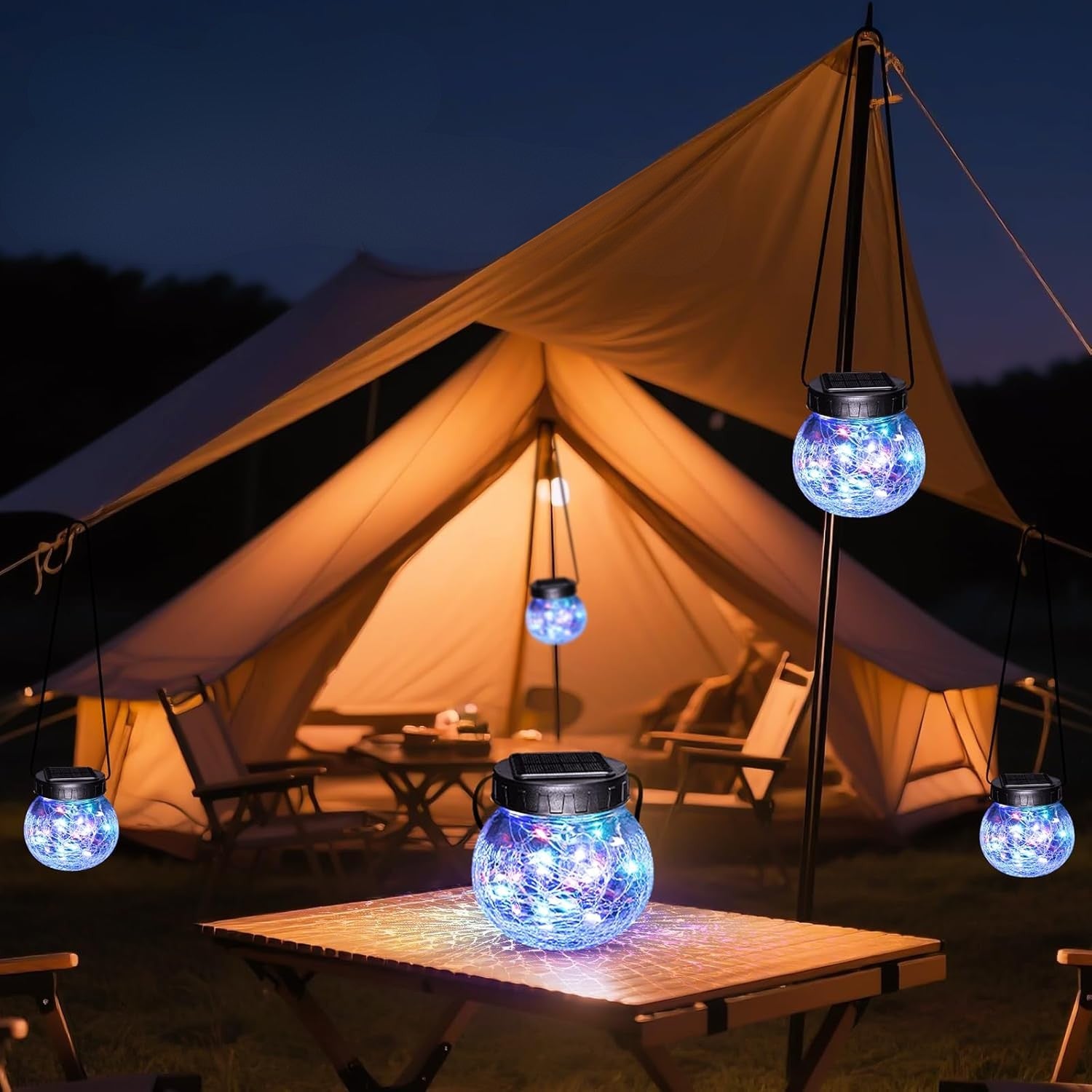 Κρεμαστό Ηλιακό Φανάρι — Κομψότητα από Ραγισμένο Γυαλί