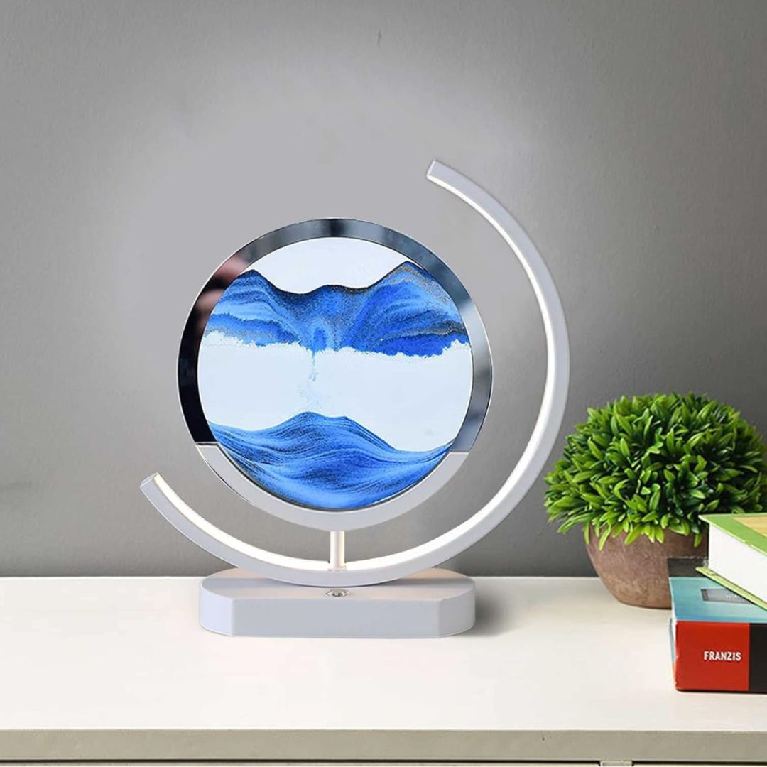 Lampa s pieskom v pohybe – vizuálna relaxácia a upokojujúca atmosféra