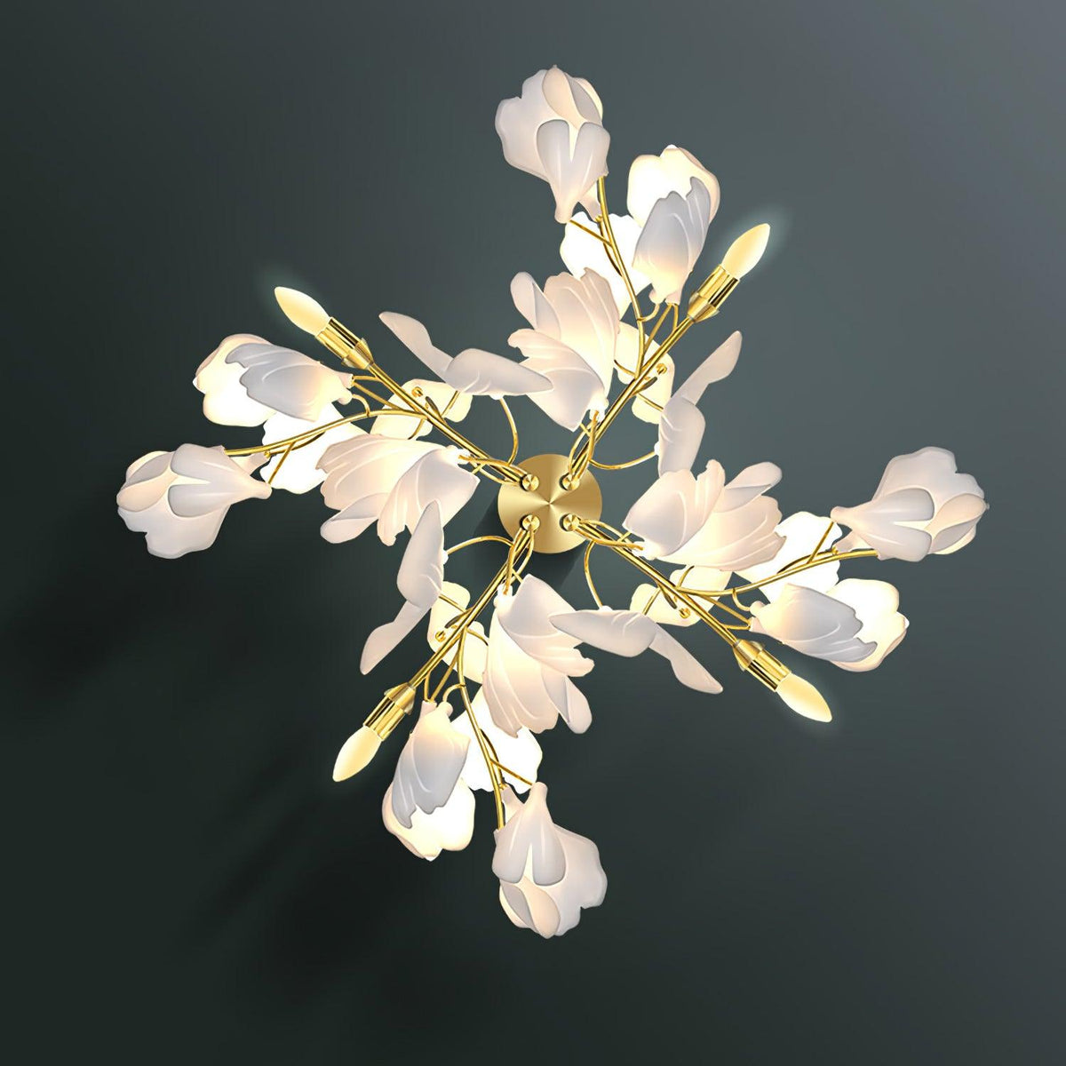 Applique Murale Florale — Élégance Dorée & Lumière Douce