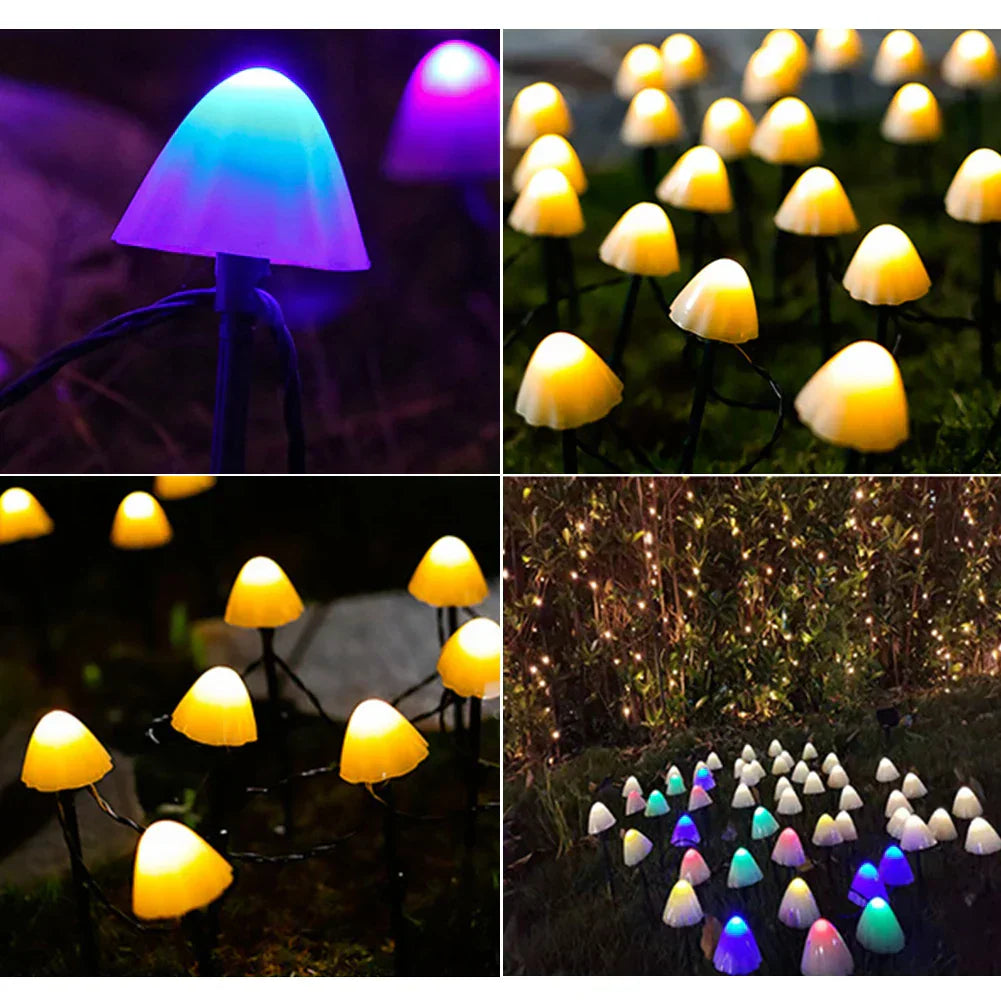 Guirlanda Luminescente de Cogumelos Solares — Charme Noturno & Energia Limpa 