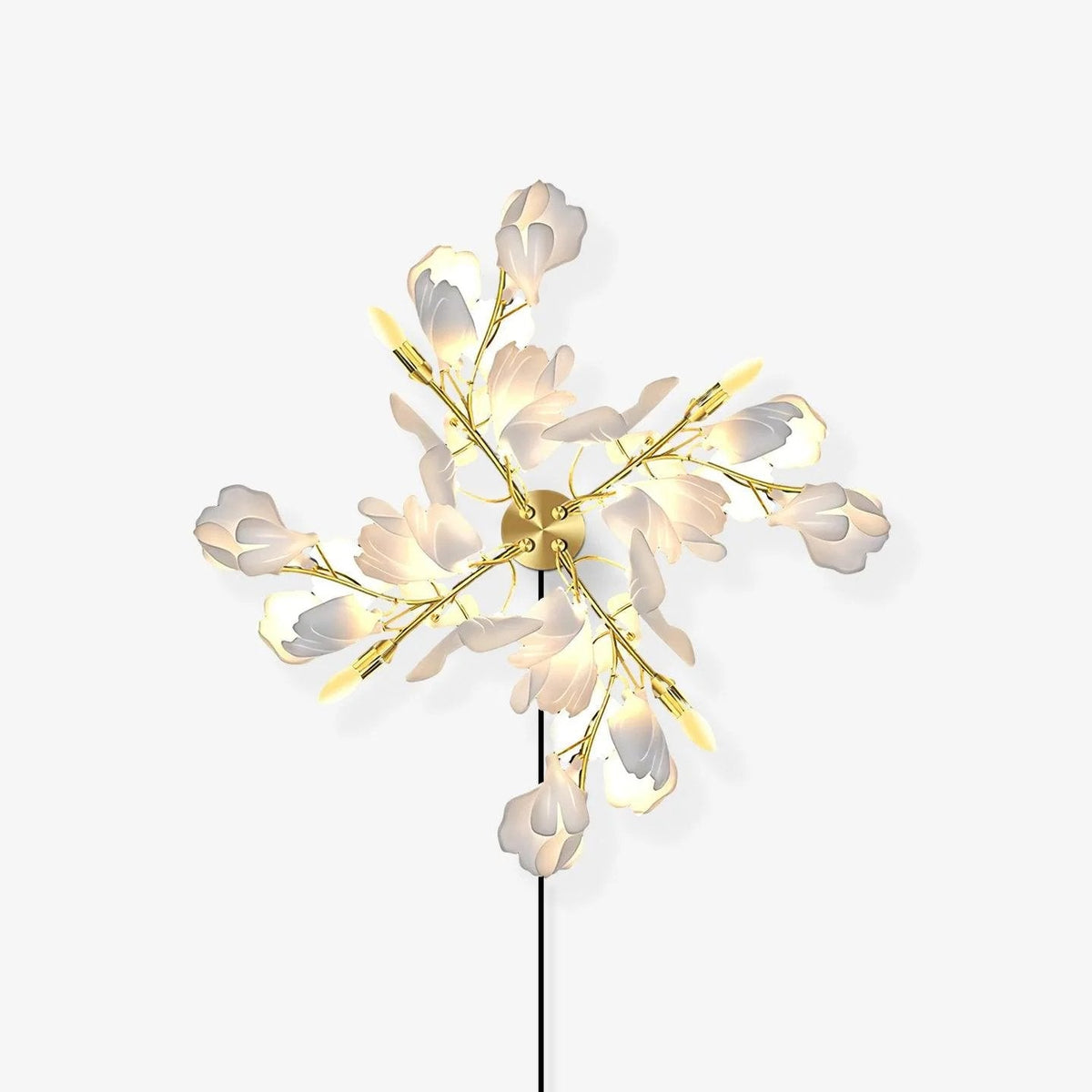 Applique Murale Florale — Élégance Dorée & Lumière Douce