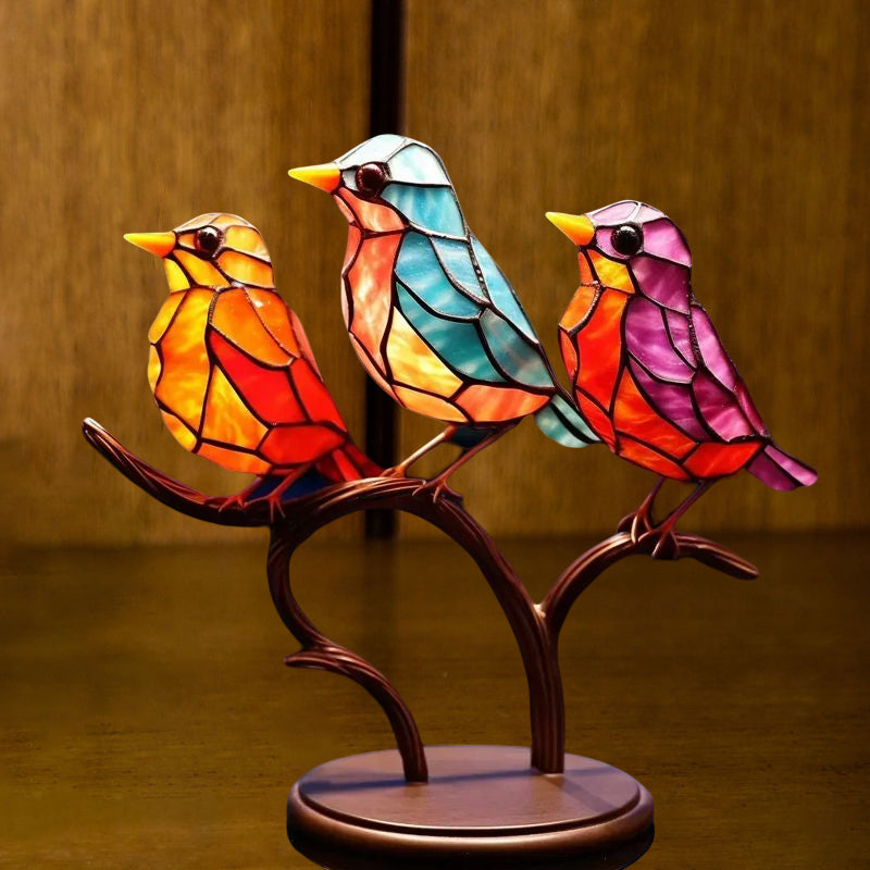 Decoratief Ornament – Vogels Geplaatst Op Een Tak 
