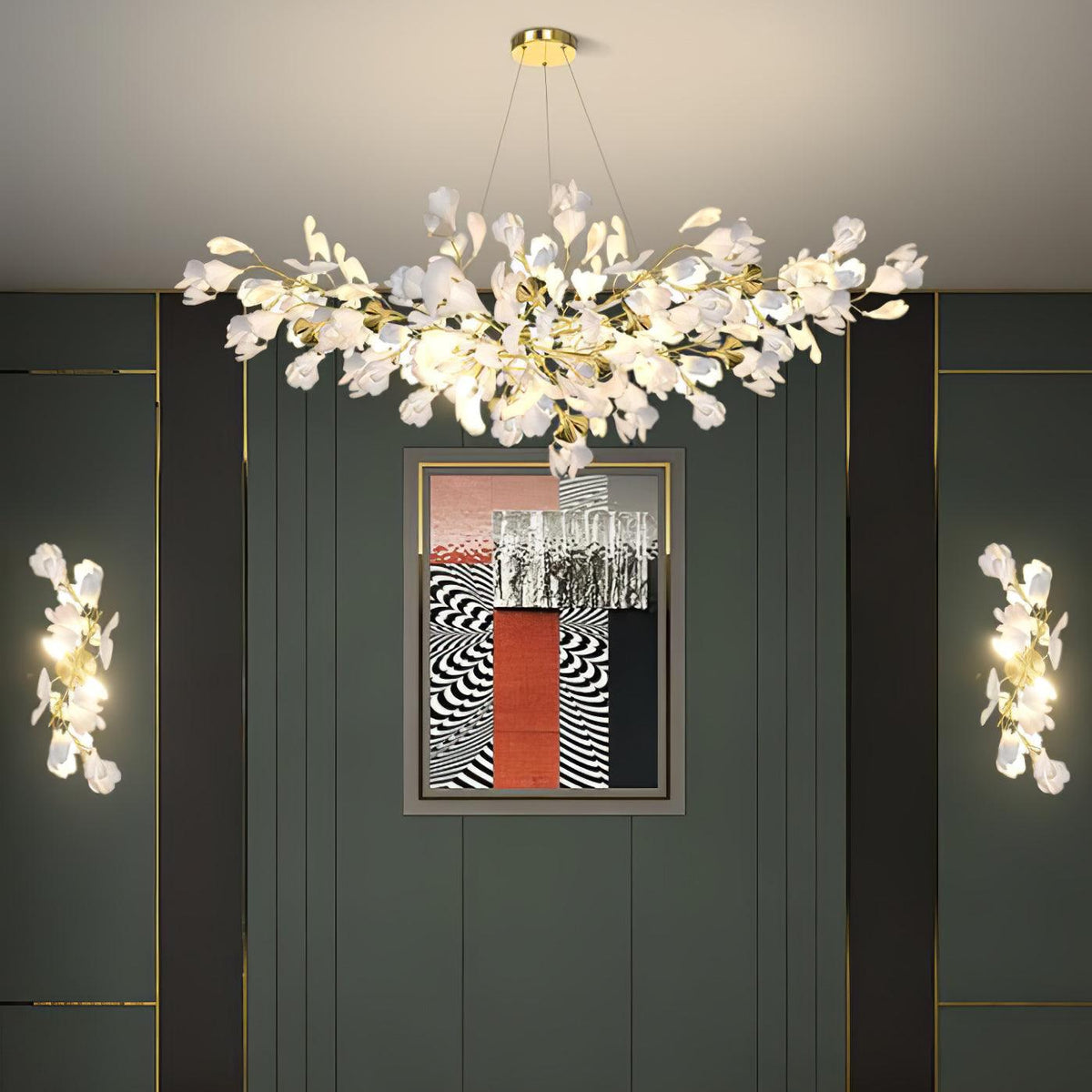 Applique Murale Florale — Élégance Dorée & Lumière Douce