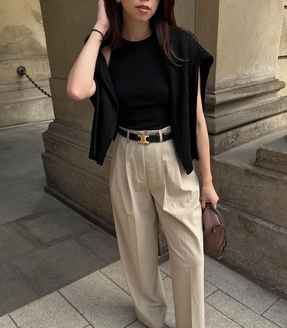 Cinto Elegante – Acabamento Chic e Fivela Dourada Tendência 