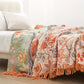 Coperta Bohemien a Motivi Floreali con Frange 
