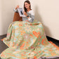 Coperta Bohemien a Motivi Floreali con Frange 