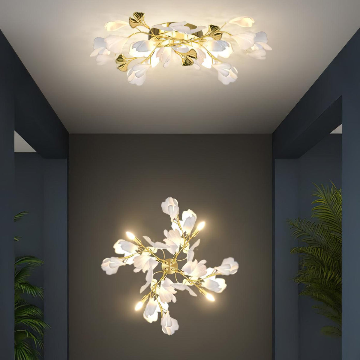 Applique Murale Florale — Élégance Dorée & Lumière Douce