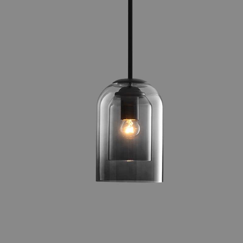 Vintage glazen hanglamp - dubbele metallic afwerking