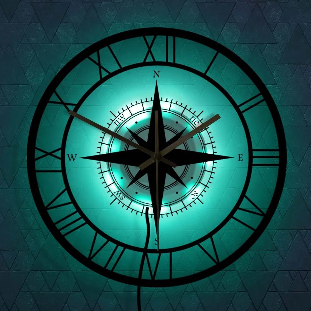 Nautical Compass Wall Clock – Chic and Functional Decorative Touch 